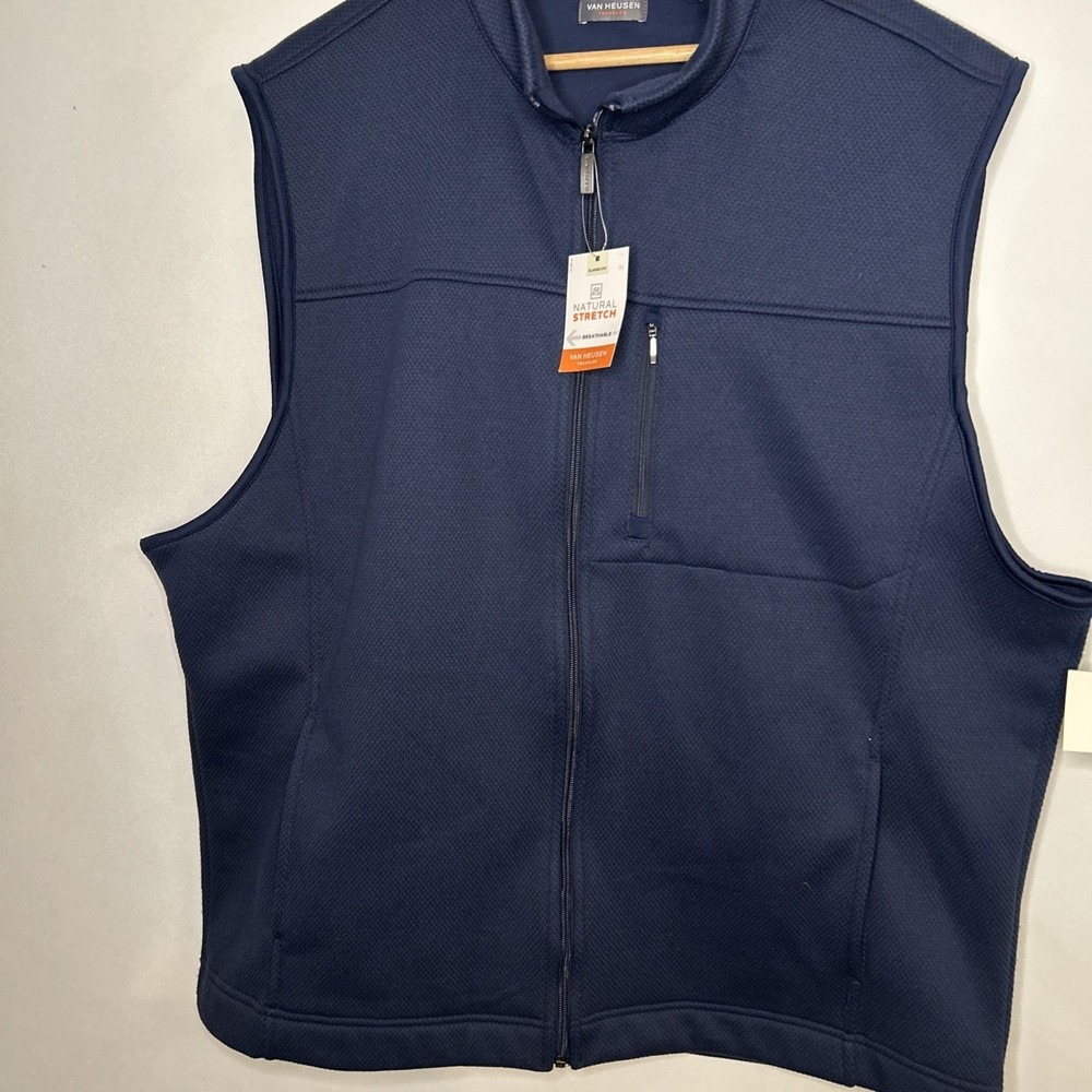 Van Heusen Traveler Mens Vest Classic‎ Fit Natural Stretch Breathable Navy XXL